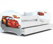 Pohádková postel LUCKY 160x80 Bílá FIRE WHEELS 43L