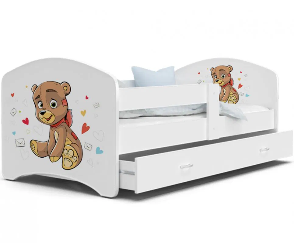 Pohádková postel LUCKY 180x80 Bílá MEDVÍDEK 13L