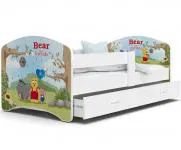 Pohádková postel LUCKY 180x90 Bílá MEDVÍDEK PÚ 55L