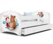 Pohádková postel LUCKY 200x90 Bílá MÁŠA A MEDVĚD 46L