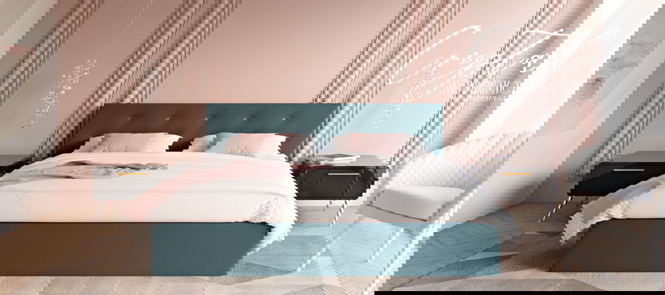 Čalúnená posteľ CRYSTAL tyrkysová 160x200 s dreveným roštom