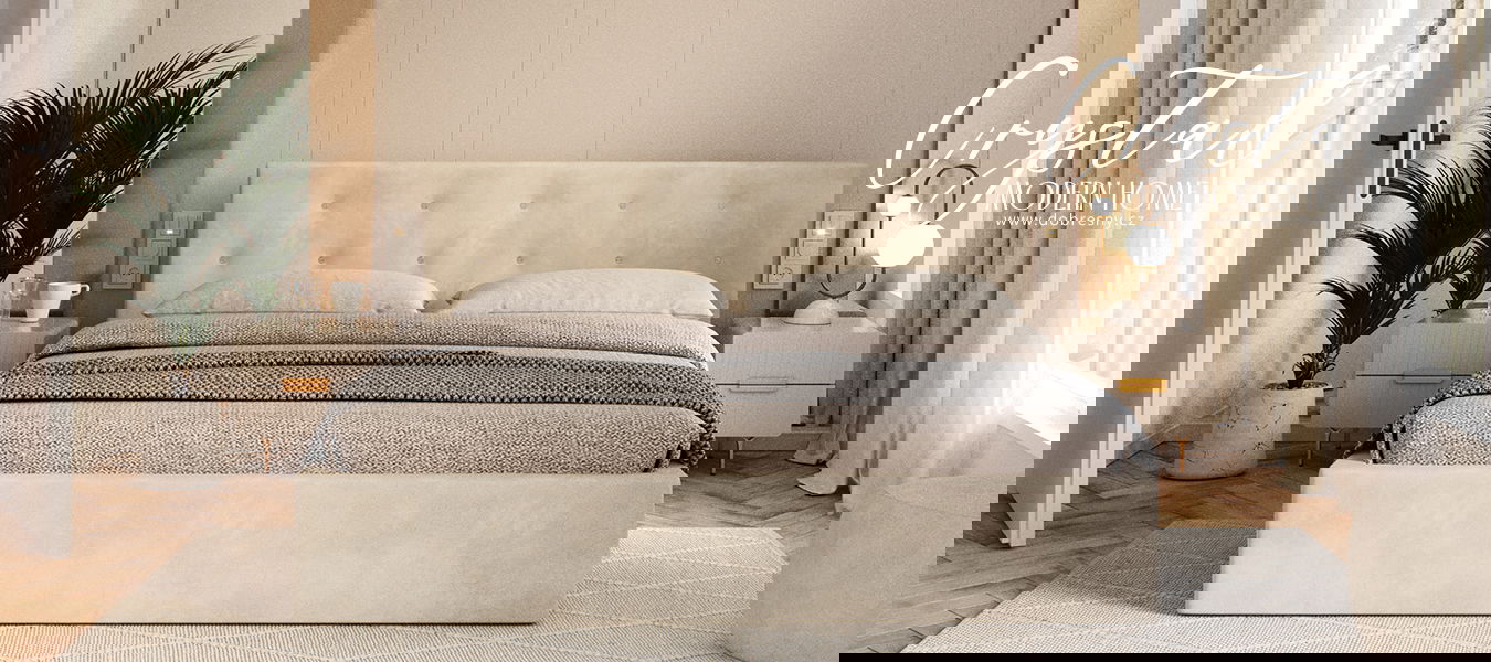 Čalúnená posteľ CRYSTAL krémová 140x200 s dreveným roštom