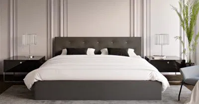 Čalouněná postel CRYSTAL grafit 90x200 s kovovým roštem