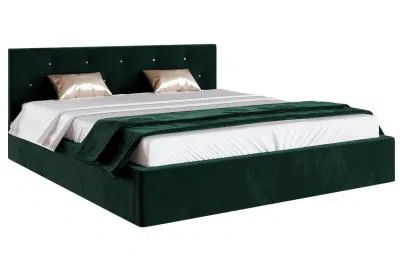 Luxusní manželská postel CRYSTAL tmavě zelená 90x200 s kovovým roštem