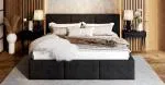 Čalouněná postel AMBER 140x200 Černá Trinity s úložným prostorem dřevěný rošt