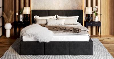 Čalouněná postel AMBER 140x200 Černá Trinity s úložným prostorem dřevěný rošt