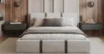 Čalouněná postel PLATINUM bílá šedá 160x200 Trinity s dřevěným roštem