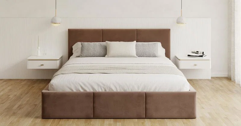 Čalouněná postel AMBER 160x200 Hnědá Trinity s úložným prostorem dřevěný rošt