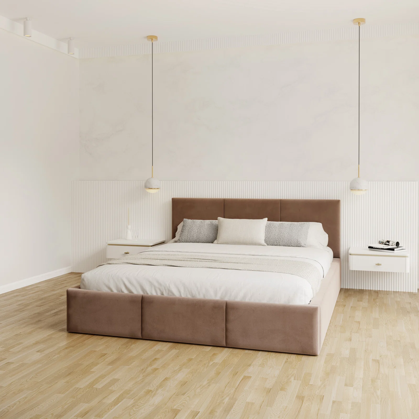 Čalouněná postel AMBER 180x200 Hnědá Trinity s úložným prostorem dřevěný rošt