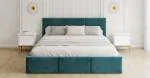 Čalouněná postel AMBER 180x200 Tyrkysová Trinity s úložným prostorem dřevěný rošt