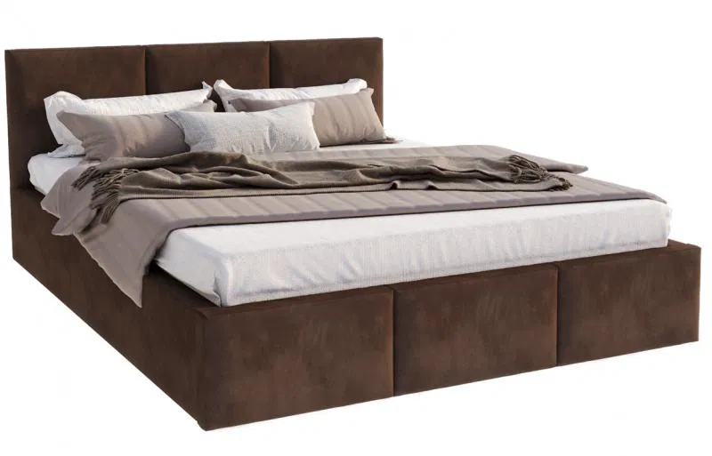 Čalouněná postel AMBER 180x200 Hnědá Trinity s úložným prostorem kovový rošt