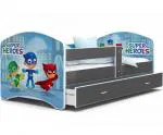 Pohádková postel LUCKY 180x80 Šedá SUPER HEROES 54L