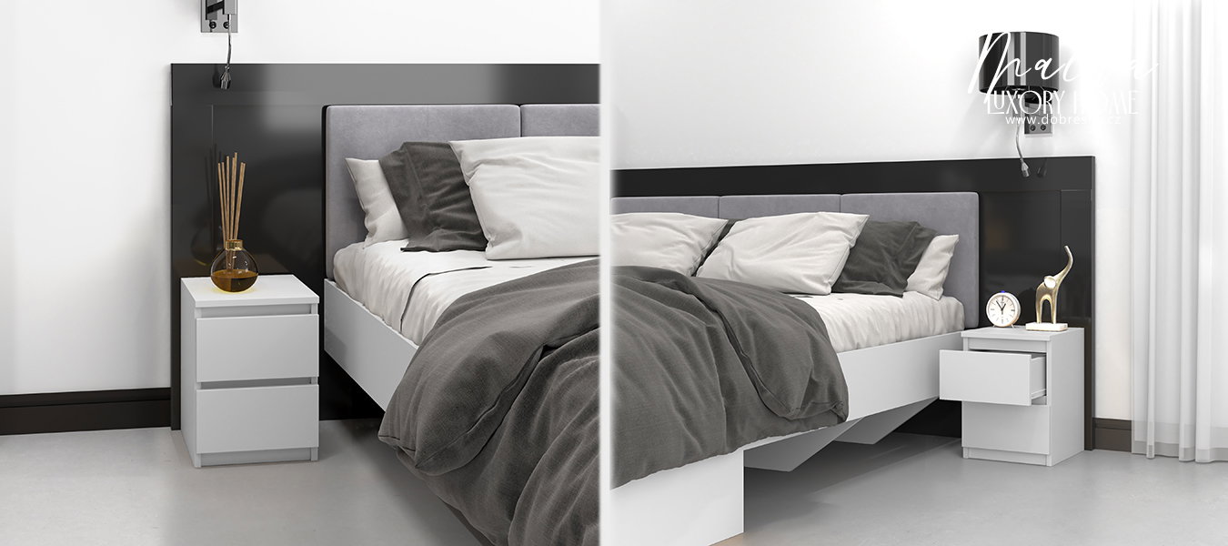 Nočný stolík MALWA M2 s 2 zásuvkami BIELA