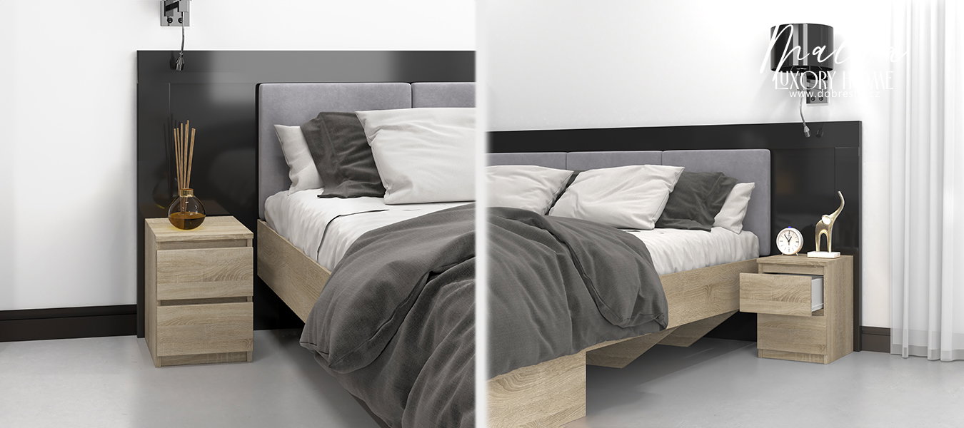 Nočný stolík MALWA M2 s 2 zásuvkami DUB SONOMA