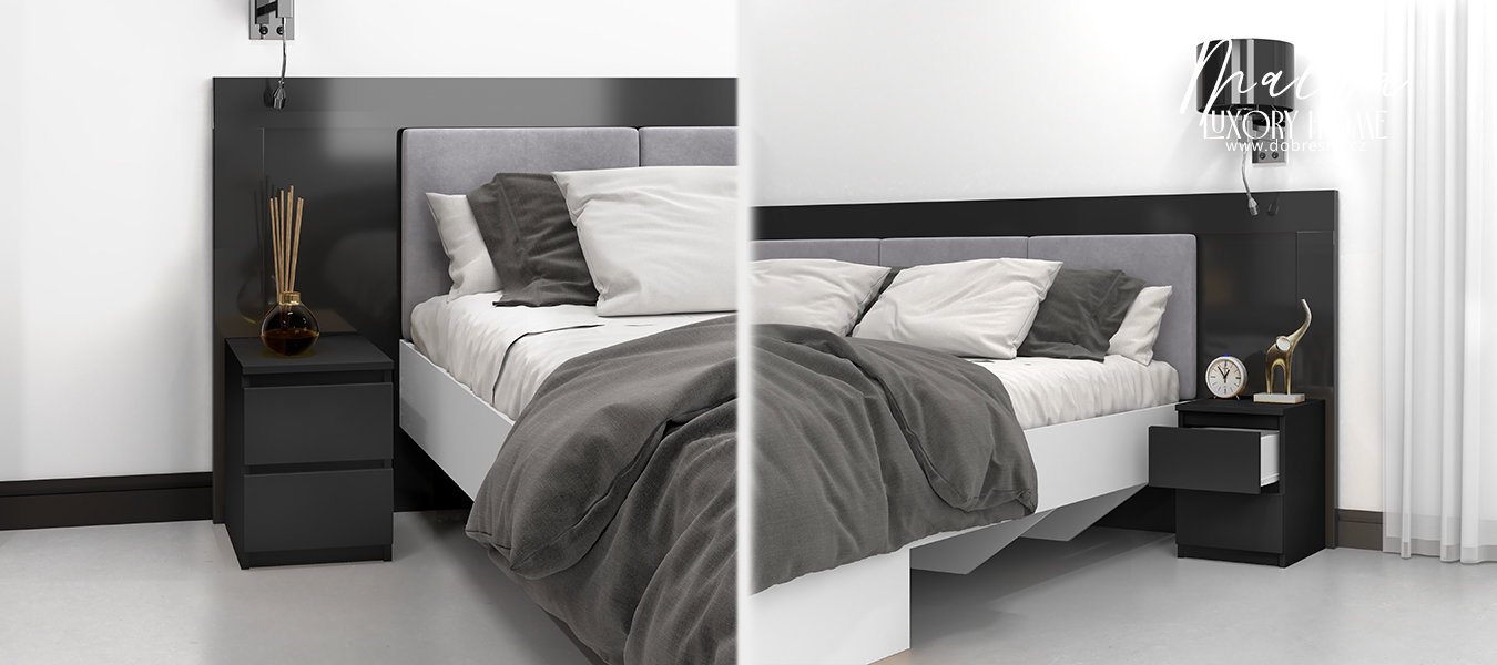 Nočný stolík MALWA M2 s 2 zásuvkami ČIERNA