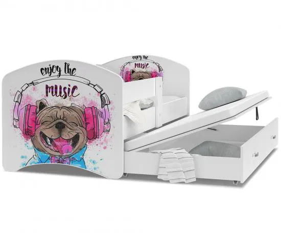 Dětská postel LUCKY P2 200x90 s přistýlkou MUSIC