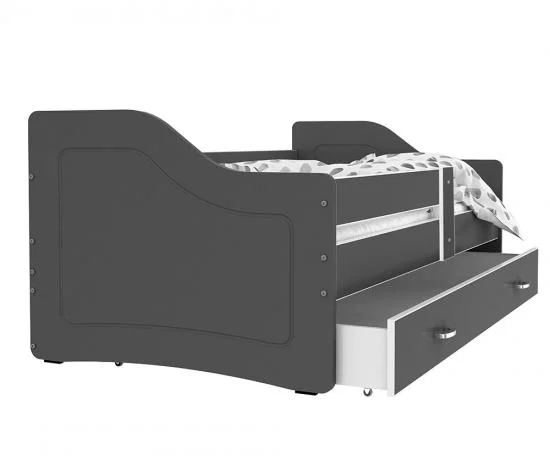 Dětská postel SWEETY 200x80 barevná ŠEDÁ-ŠEDÁ