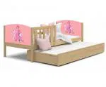 Dětská postel TAMI P2 80x190 cm v provedení borovice s motivem princezny