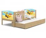 Dětská postel TAMI P2 80x190 cm v provedení borovice s motivem bagr