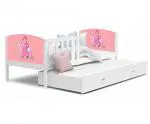 Dětská postel TAMI P2 80x190 cm v bílé barvě s motivem princezny