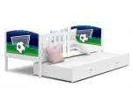 Dětská postel TAMI P2 90x200 cm v bílé barvě s motivem fotbal. míče s brankou