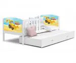 Dětská postel TAMI P2 90x200 cm v bílé barvě s motivem bagr