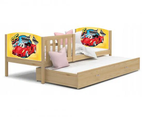 Dětská postel TAMI P2 90x200 cm v provedení borovice s motivem formule