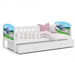 Dětská postel TAMI P 80x160 cm v bílé barvě s motivem policejního auta