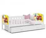 Dětská postel TAMI P 80x160 cm v bílé barvě s motivem hasičského auta