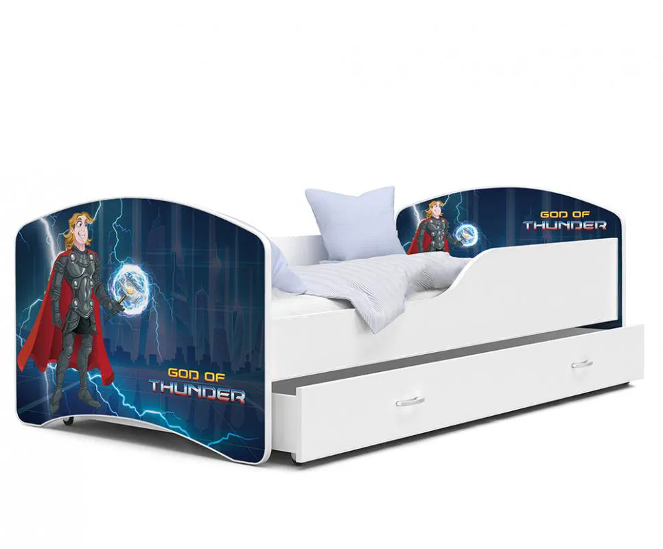 Dětská postel IGOR 80x140 cm v bílé barvě se šuplíkem BŮH BLESKŮ