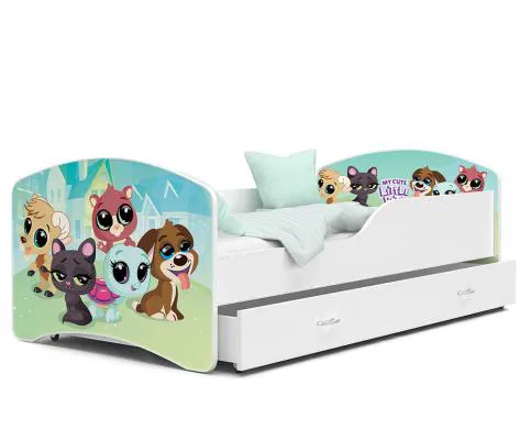 Dětská postel IGOR  80x180  cm v bílé barvě se šuplíkem ŠTĚŇÁTKA