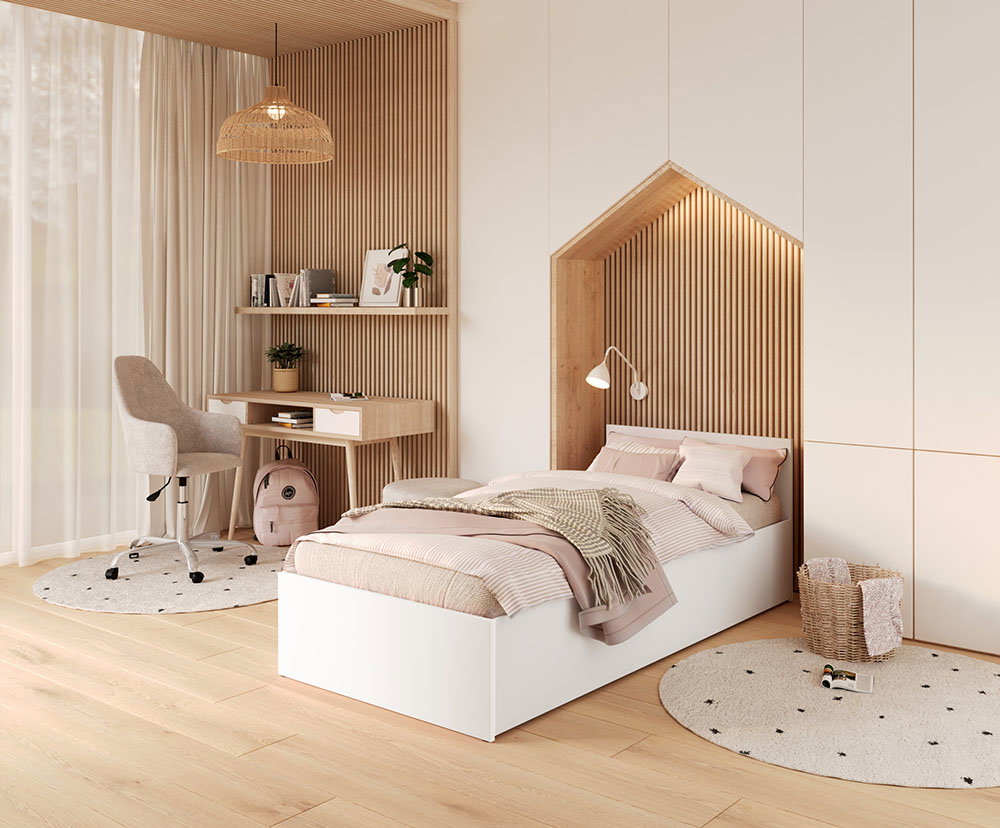 Jednolôžková posteľ PANAMA 90x200 so zdvižným roštom BIELA