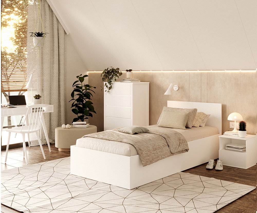 Jednolôžková posteľ PANAMA 90x200 so zdvižným roštom BIELA