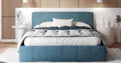 Čalouněná postel FLORIDA 180x200 s kovovým zdvižným roštem TYRKYSOVÁ