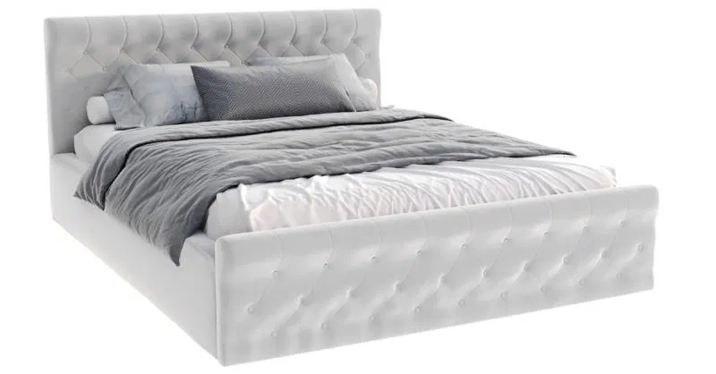 Čalouněná postel CHICAGO EKO KŮŽE 160x200 s kovovým zdvižným roštem SVĚTLE ŠEDÁ