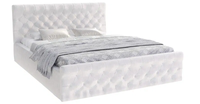 Čalouněná postel CHICAGO EKO KŮŽE 180x200 s kovovým zdvižným roštem BÍLÁ