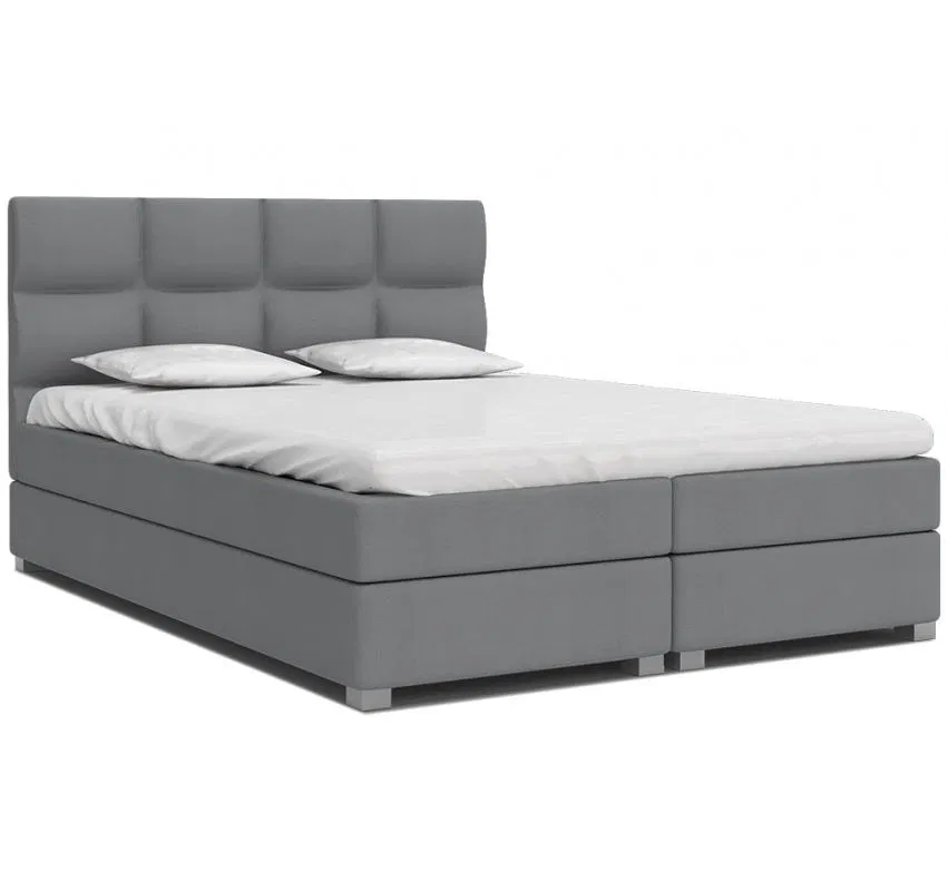 Luxusní postel SPRING BOX 140x200 s dřevěným zdvižným roštem ŠEDÁ