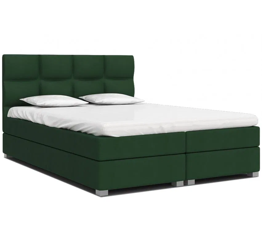 Čalouněná postel SPRING BOX 140x200 s dřevěným zdvižným roštem ZELENÁ