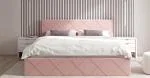 Čalouněná postel CARO 120x200 s kovovým zdvižným roštem RŮŽOVÁ