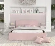 Luxusní postel CARO 140x200 s kovovým zdvižným roštem RŮŽOVÁ