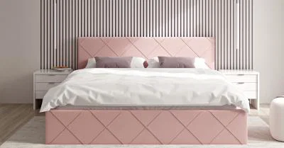 Čalouněná postel CARO 160x200 s kovovým zdvižným roštem RŮŽOVÁ