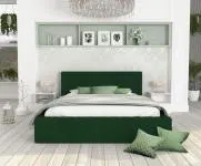 Luxusní postel CARO 160x200 s kovovým zdvižným roštem ZELENÁ
