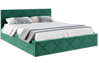 Luxusní postel CARO 160x200 s kovovým zdvižným roštem ZELENÁ