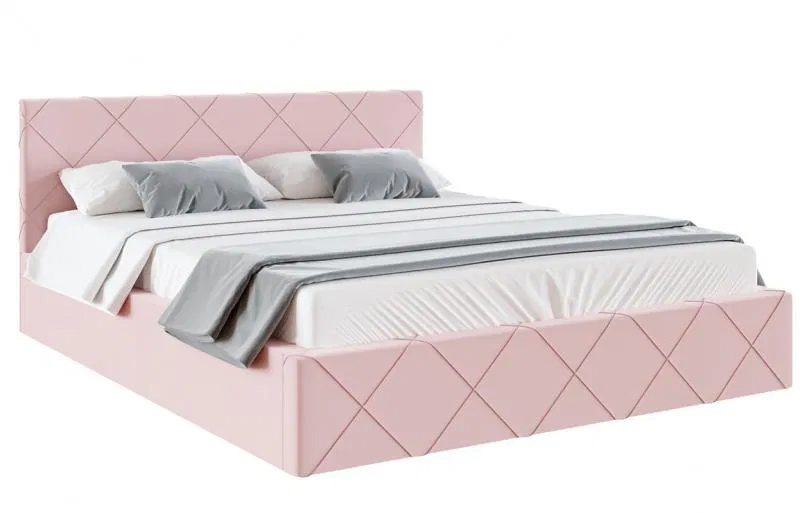 Luxusní postel CARO 180x200 s kovovým zdvižným roštem RŮŽOVÁ