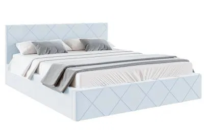 Luxusní postel CARO 180x200 s kovovým zdvižným roštem SVĚTLE MODRÁ