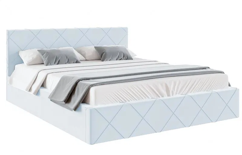 Luxusní postel CARO 180x200 s kovovým zdvižným roštem SVĚTLE MODRÁ