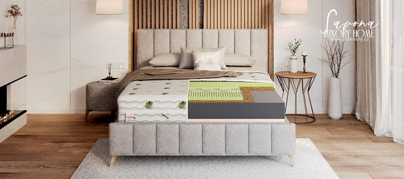 Zdravotní pěnová matrace SAVONA ALOE VERA 160x200 cm paměťová pěna i HR studená pěna