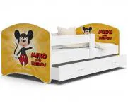 Dětská postel LUKI se šuplíkem BÍLÁ 160x80cm vzor MYŠÁK 53L
