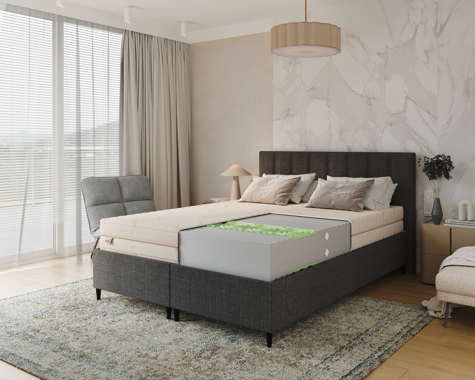 Penový matrac HYBRID BAMBOO 120x200cm s 21cm