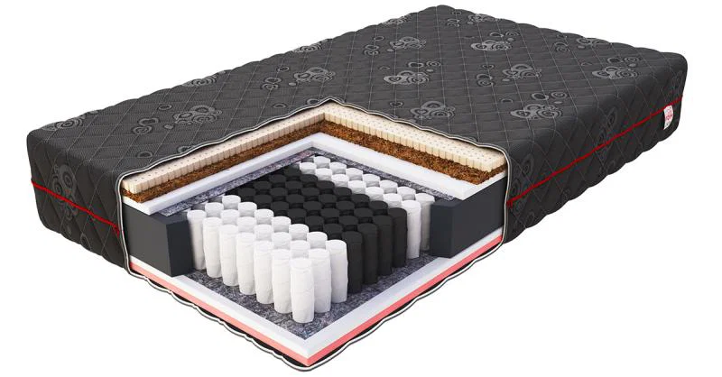 Taštičková matrace BLACK JACQUARD 80x200 cm s kokosem a latexem 22 cm